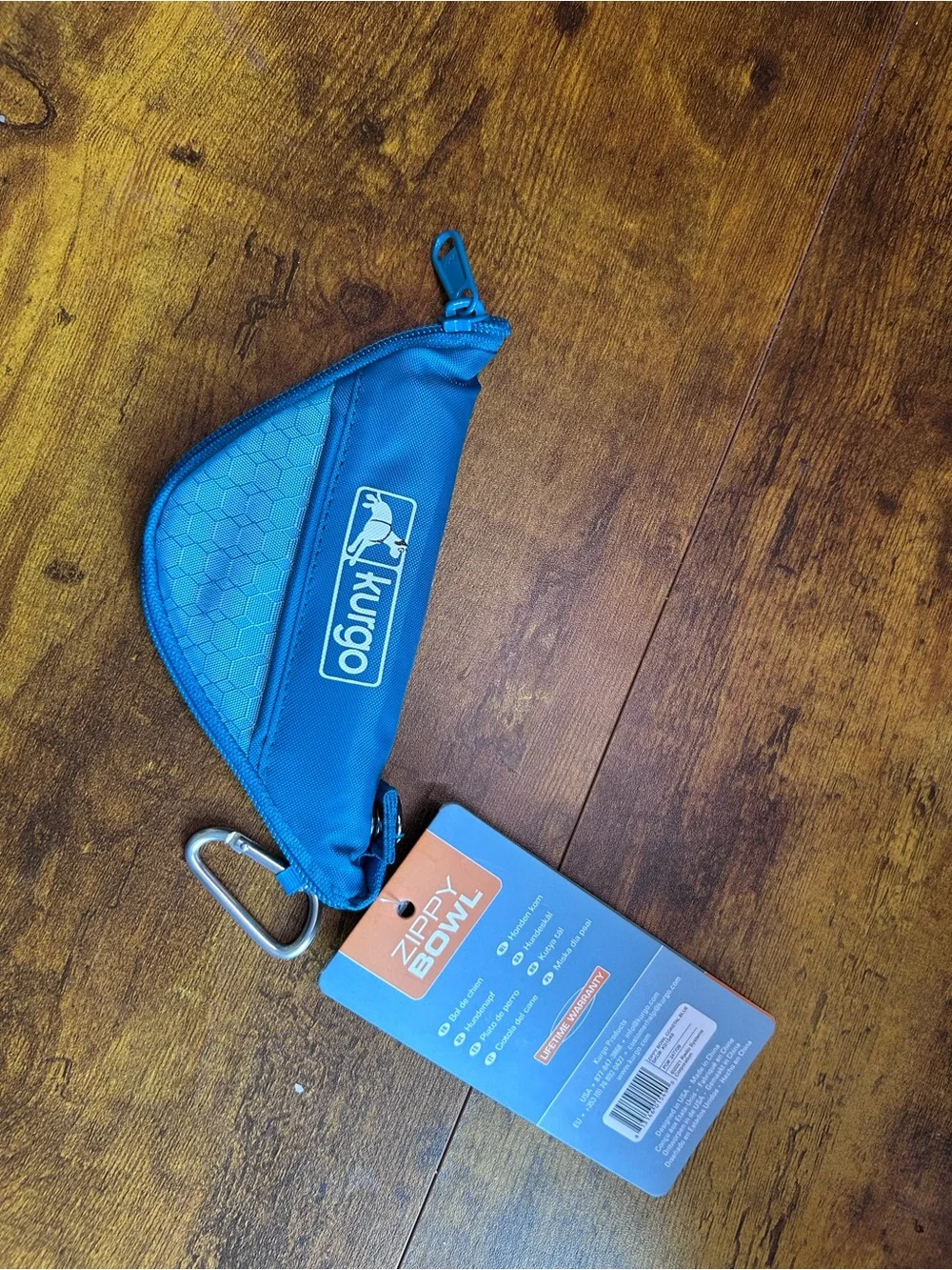 Kurgo Blue Zippy Bowl Travel Pouch with Carabiner
